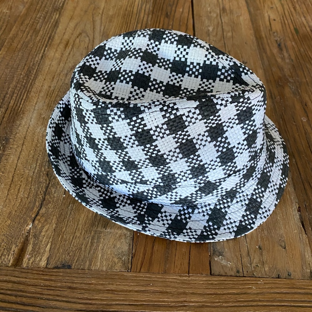 Womens Black & White Fedora